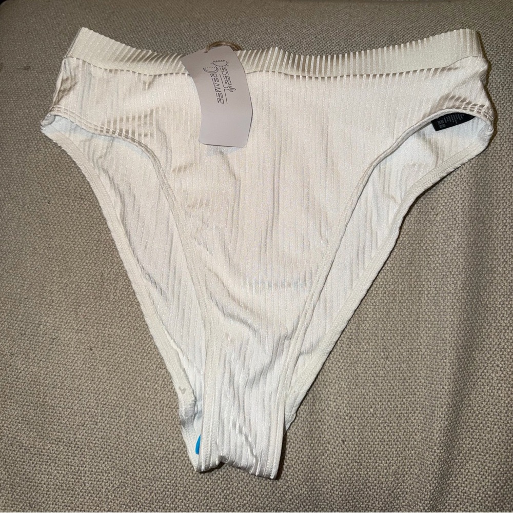 White Ribbed Bikini Bottom